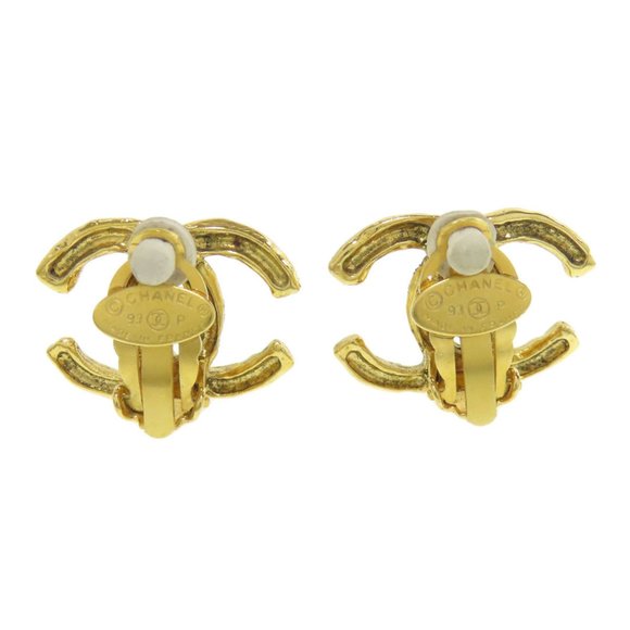 CHANEL Authentic Gold Logo Earrings - Picture 2 of 7